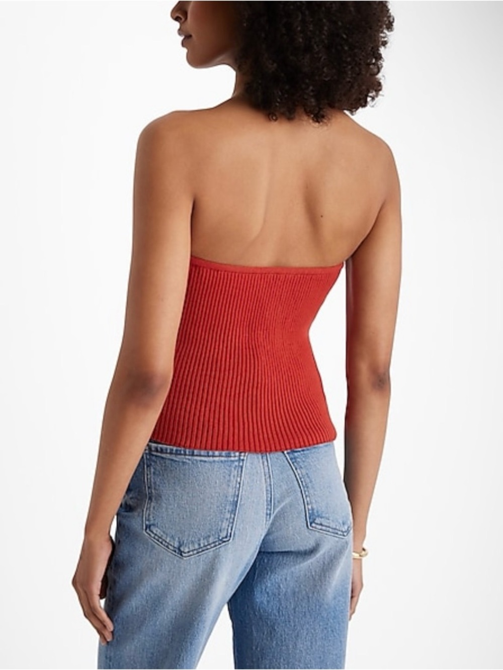 Express Red and tan Ribbed Knit Tube Top with Tags - Picture 6 of 16